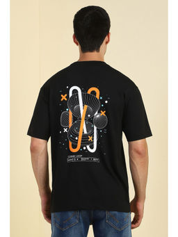 Allen Solly - Men Black Graphic Print Crew Neck T-Shirt