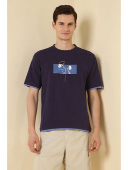 Allen Solly - Men Navy Graphic Print Crew Neck T-Shirt