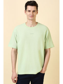 Allen Solly - Men Green Textured Crew Neck T-Shirt