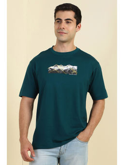 Allen Solly - Men Green Graphic Print Crew Neck T-Shirt