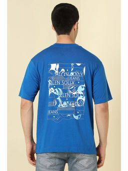 Allen Solly - Men Blue Graphic Print Crew Neck T-Shirt