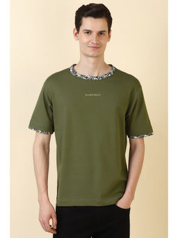 Allen Solly - Men Green Solid Crew Neck T-Shirt
