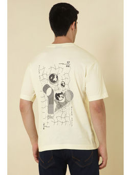 Allen Solly - Men Cream Graphic Print Crew Neck T-Shirt