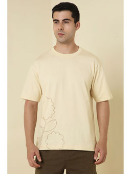Allen Solly - Men Beige Print Crew Neck T-Shirt