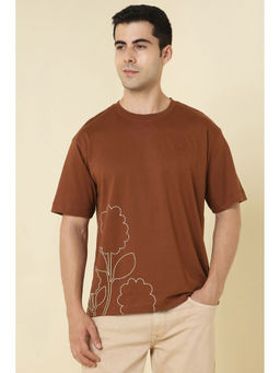 Allen Solly - Men Brown Print Crew Neck T-Shirt