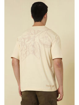 Allen Solly - Men Beige Print Crew Neck T-Shirt