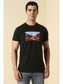 Allen Solly - Men Black Graphic Print Crew Neck T-Shirt