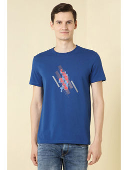 Allen Solly - Men Blue Graphic Print Crew Neck T-Shirt