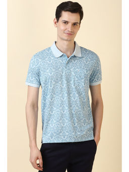 Allen Solly - Men Light Blue Print Polo Neck Printed T-Shirts
