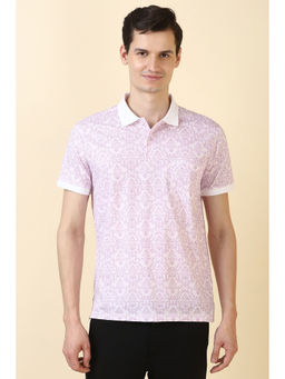 Allen Solly - Men Lilac Print Polo Neck Printed T-Shirts