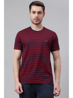 Van Heusen - Men Cotton Stripes Crew Neck Regular Fit T-Shirt