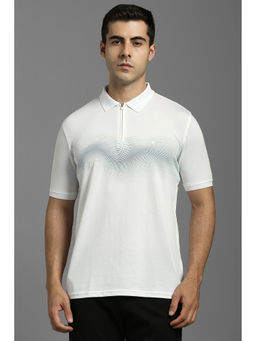Louis Philippe - Men White Polo Neck T-Shirt