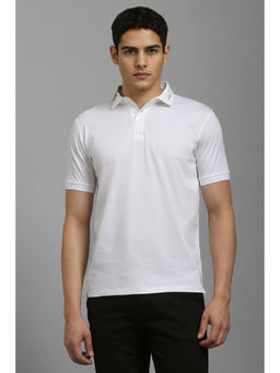 Louis Philippe - Men White Textured Polo Neck T-Shirt
