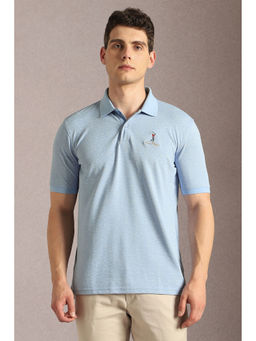 Louis Philippe - Men Light Blue Print Polo Neck T-Shirt