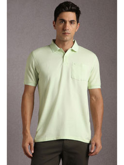 Louis Philippe - Men Green Textured Polo Neck T-Shirt