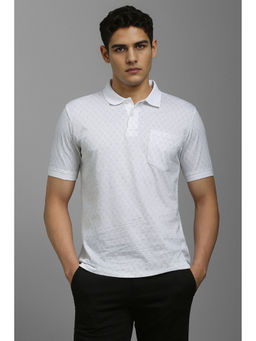 Louis Philippe - Men White Print Polo Neck T-Shirt