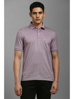 Louis Philippe - Men Purple Textured Polo Neck T-Shirt
