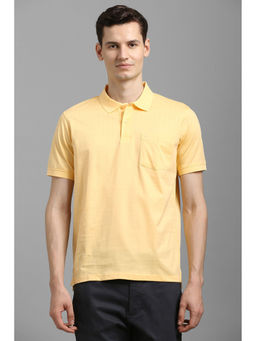 Louis Philippe - Men Yellow Print Polo Neck T-Shirt
