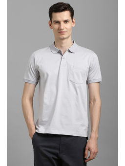 Louis Philippe - Men Grey Print Polo Neck T-Shirt