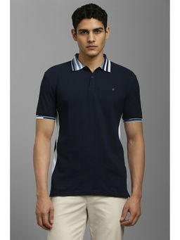 Louis Philippe - Men Navy Print Polo Neck T-Shirt