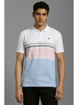 Louis Philippe - Men White Print Polo Neck T-Shirt