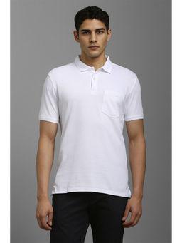 Louis Philippe - Men White Textured Polo Neck T-Shirt