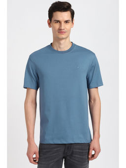 Peter England - Men Blue Solid Crew Neck T-Shirt
