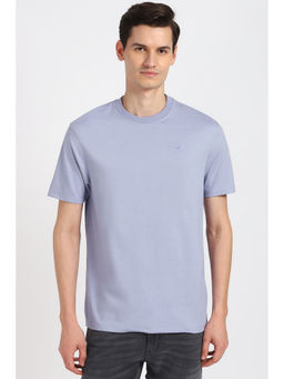 Peter England - Men Lilac Solid Crew Neck T-Shirt