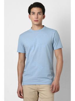 Van Heusen - Men Light Blue Print Crew Neck T-Shirt