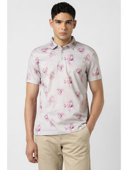 Van Heusen - Men Grey Print Polo Neck T-Shirt