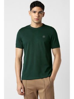 Van Heusen - Men Green Textured Crew Neck T-Shirt