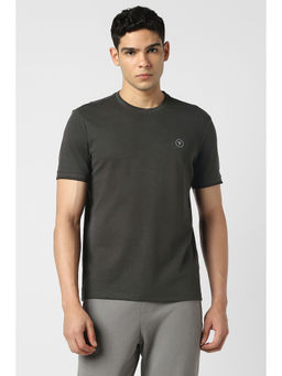 Van Heusen - Men Grey Textured Crew Neck T-Shirt