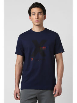 Van Heusen - Men Navy Graphic Print Crew Neck T-Shirt