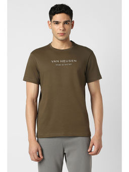 Van Heusen - Men Olive Typography Crew Neck T-Shirt