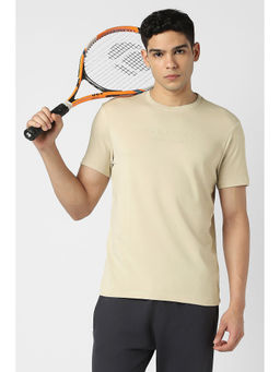 Van Heusen - Men Beige Typography Crew Neck T-Shirt