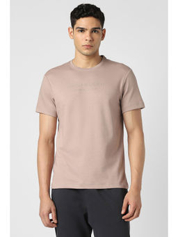 Van Heusen - Men Beige Typography Crew Neck T-Shirt
