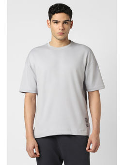 Van Heusen - Men Grey Textured Crew Neck T-Shirt