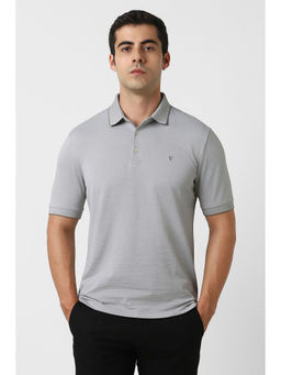 Van Heusen - Men Grey Print Polo Neck T-Shirt