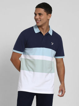 American Eagle - Men Blue Stripe Polo Shirt