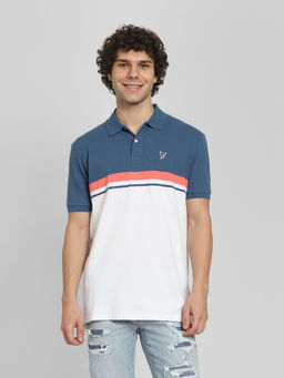 American Eagle - Men Blue Stripe Polo Shirt