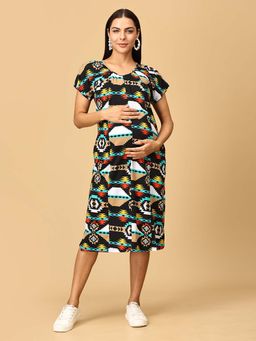 The Mom Store - Ecstasy Stretchable Maternity Tunic Dress Black