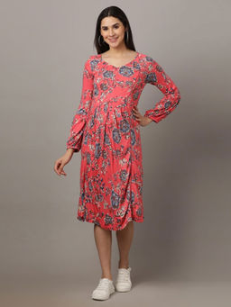 The Mom Store - Miami Pink Lace Maternity Dress With Nursing