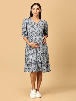 The Mom Store - Darling Escape Maternity Tier Dress Grey