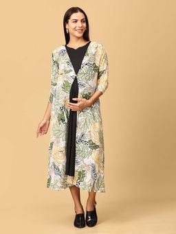 The Mom Store - Sage Serenity Maternity Shacket With Dress Multi-Color (Set of 2)