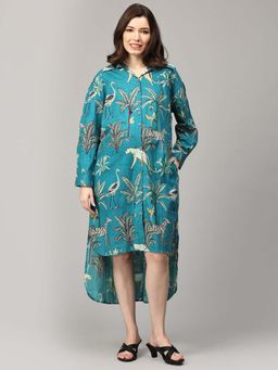 The Mom Store - Teal Tropic Safari Maternity Oversized Dress