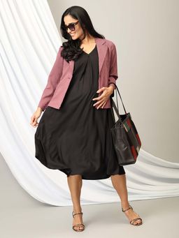 The Mom Store - Fab In A Flash Maternity Shacket With Dress Multi-Color (Set of 2)