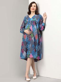 The Mom Store - Hue-La-La Maternity Dress Multi-Color