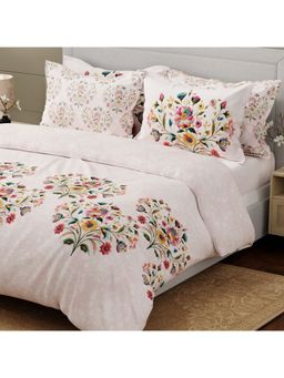 Boutique Living - 100% Cotton 600 Tc Pink Digital Floral Print King Bedsheet With 4 Pillow Covers