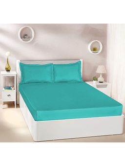 I wish - Cotton Satin 300 Tc Queen Bedsheet/Mint Green, Double Bed Size With 2 Pillow Cover
