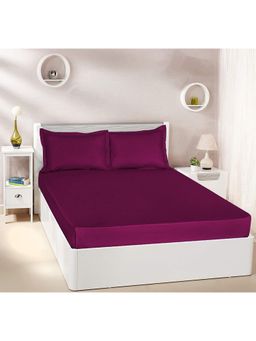 I wish - Cotton Satin 350 Tc Queen Bedsheet, Purple Double Bed Size With 2 Pillow Cover